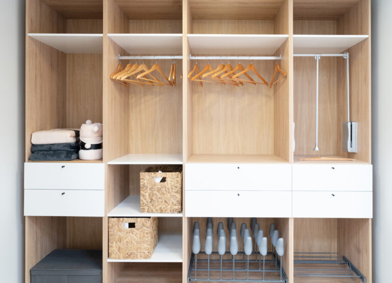 Large walk in wardrobe system, detail in new home