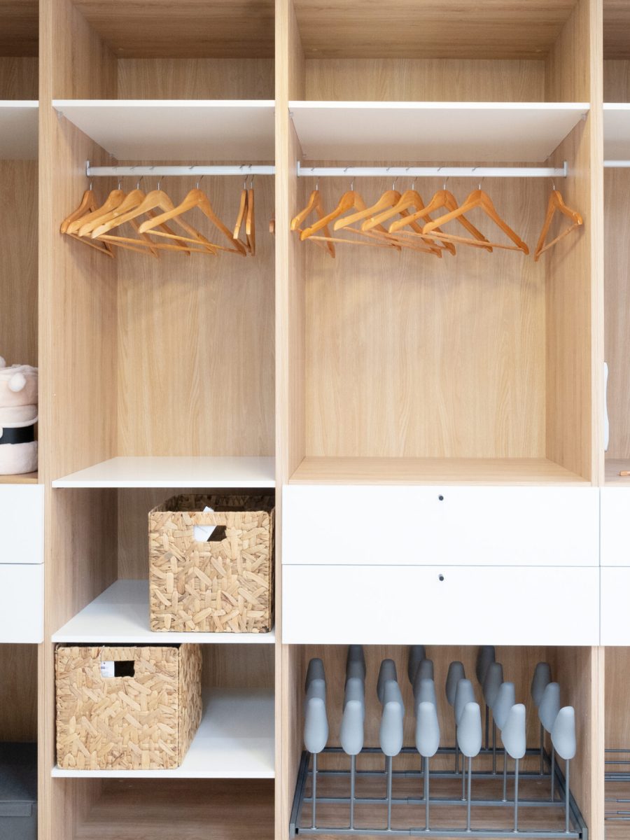 Large walk in wardrobe system, detail in new home